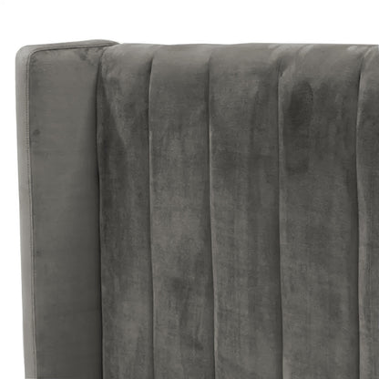 Base Cama con Espaldar + Colchon + Puff Baul King Julieta  gris plomo