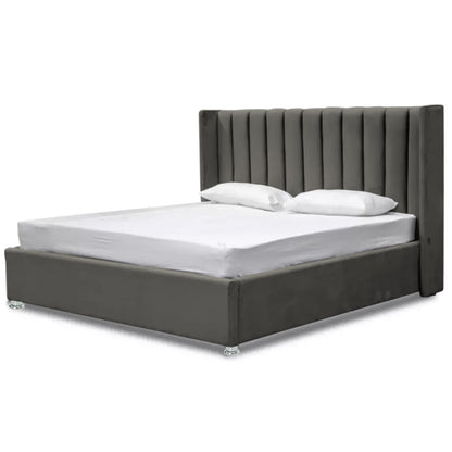 Base Cama Con Espaldar Sencillo Julieta Gris Plomo