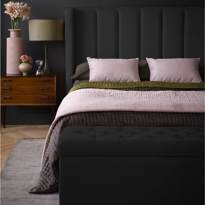 Base Cama con Espaldar + Colchon + Puff Baul King Julieta  negro