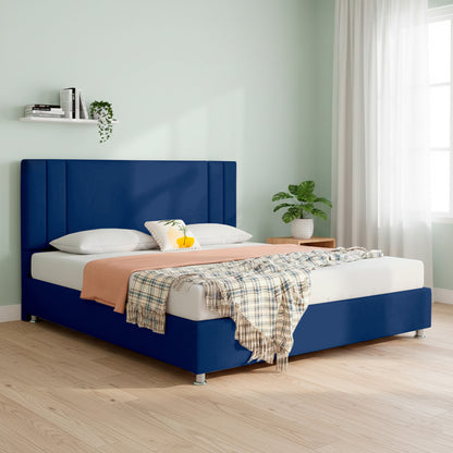 Base Cama con Espaldar + Colchon Queen Lupe  azul