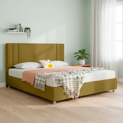 Base Cama Con Espaldar Queen Lupe Mostaza