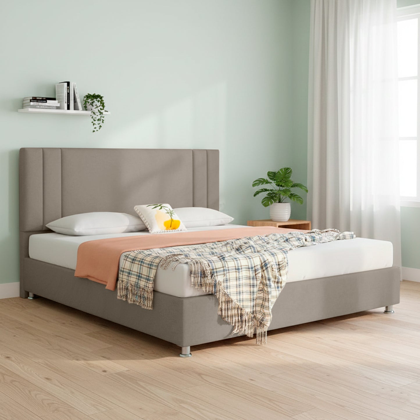 Base Cama Con Espaldar Doble Lupe Taupe