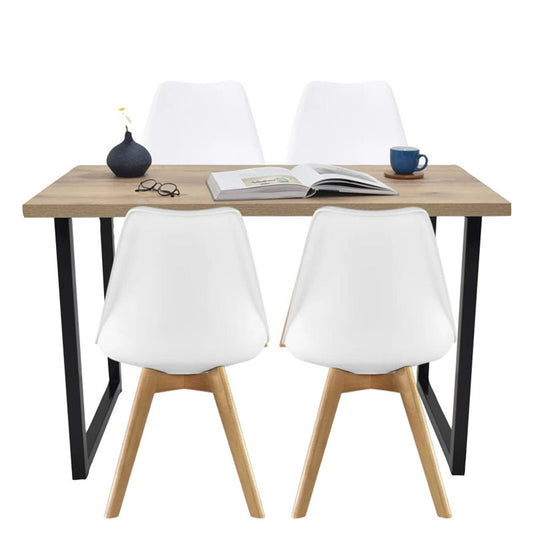 Juego de Comedor Industry con 4 Sillas Milano blanca