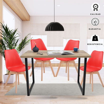 Juego de Comedor Industry con 4 Sillas Milano roja