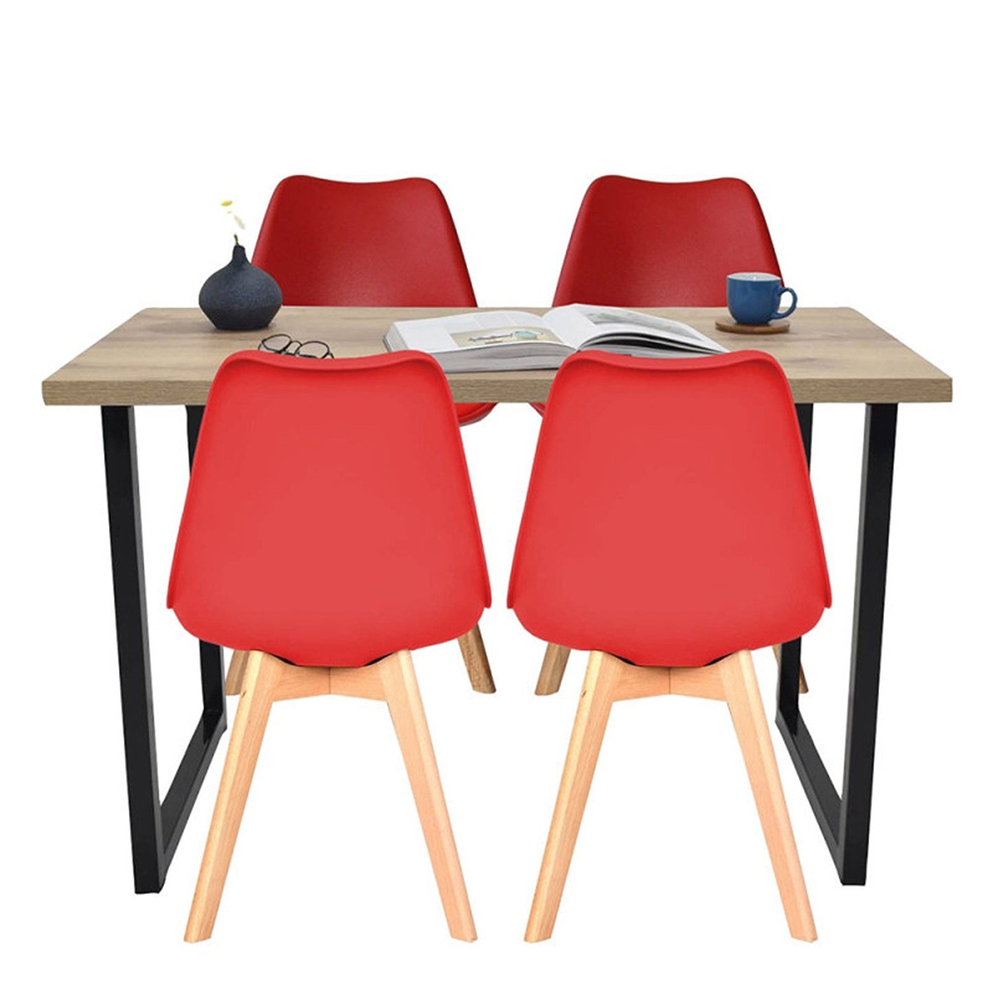 Juego de Comedor Industry con 4 Sillas Milano roja