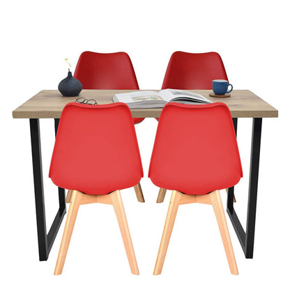 Juego de Comedor Industry con 4 Sillas Milano roja