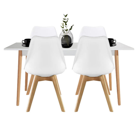 Juego de Comedor White con 4 Sillas Milano blanca