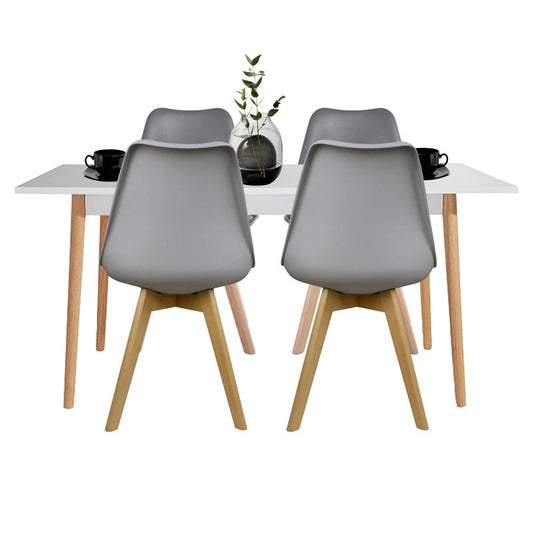 Juego de Comedor White con 4 Sillas Milano gris