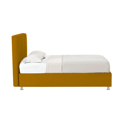 Base Cama Con Espaldar Doble Pretty  Mostaza
