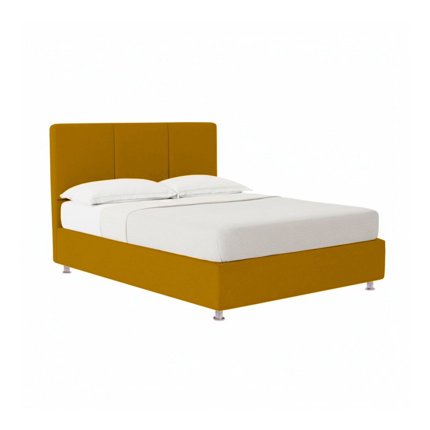 Base Cama Con Espaldar Doble Pretty  Mostaza