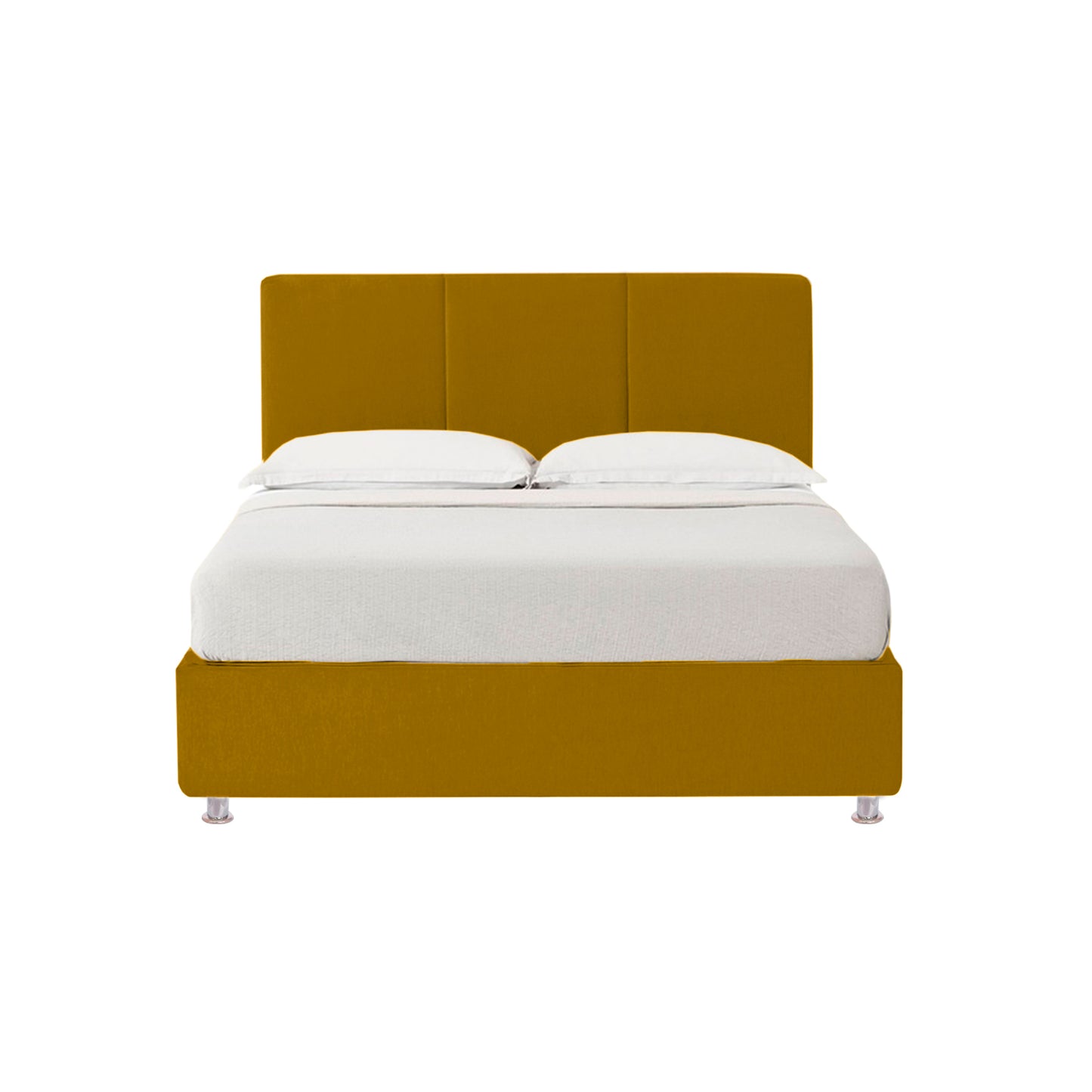 Base Cama Con Espaldar Doble Pretty  Mostaza