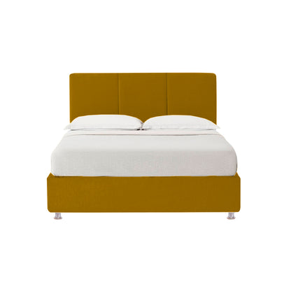 Base Cama Con Espaldar Doble Pretty  Mostaza