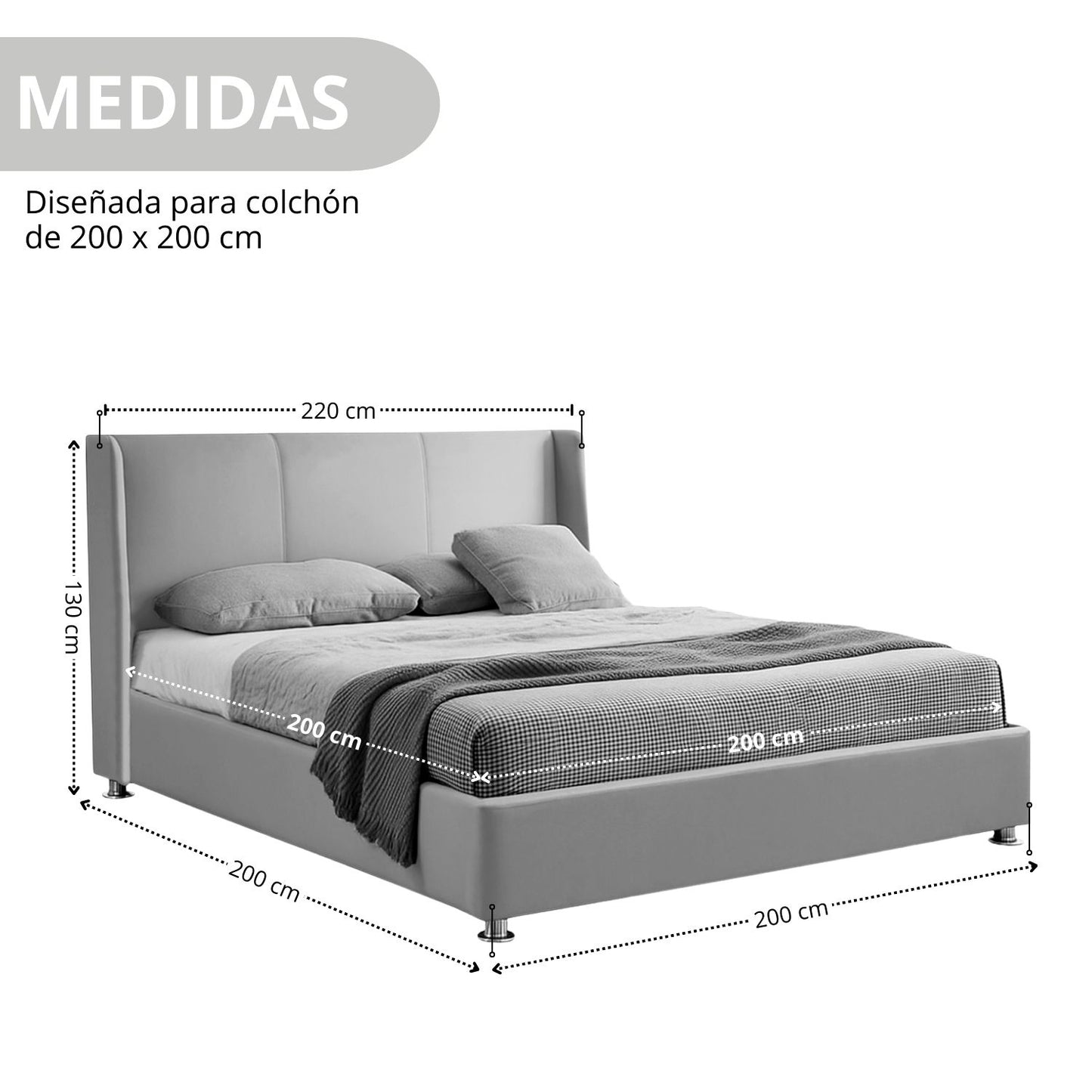Base Cama Con Espaldar King Mousai Cafe