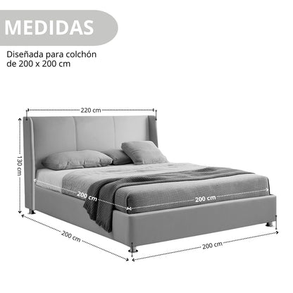 Base Cama Con Espaldar King Mousai Cafe