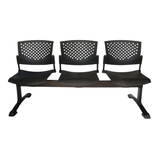 Silla Tandem 3 Puestos Base Negra FLY Negro