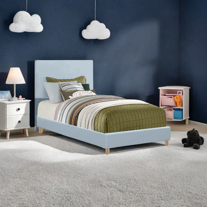 Base Cama con Espaldar Sencillo Infantil Nino 100x190x115 azul cielo