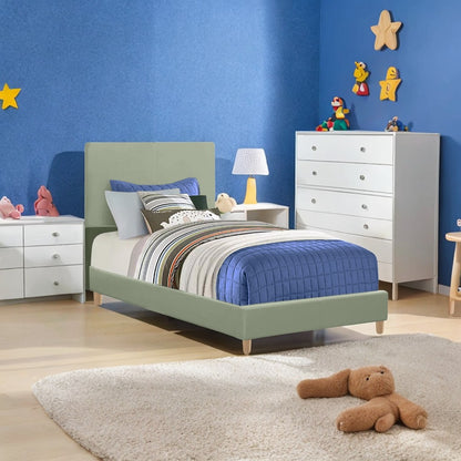 Base Cama con Espaldar Sencillo Infantil Nino 100x190x115 verde