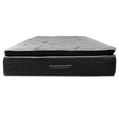 Colchón 1 Pillow Premium Semiortopédico King 200x200 Pocket Opulence Firmeza Media Baja + Base Cama Tapizada Tela Premium Gris