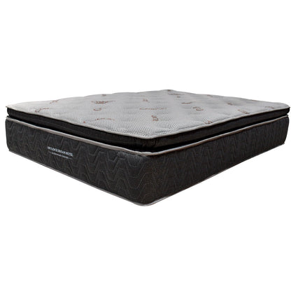 Colchón 1 Pillow Premium Semiortopédico Sencillo 100x190 Pocket Opulence Firmeza Media Baja + Base Cama Tapizada Tela Premium Gris