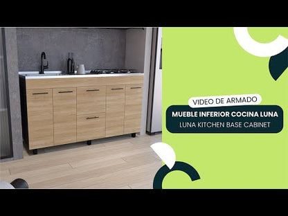 Cocina Integral Elvora Moca Y Blanco Con Mesón Derecho