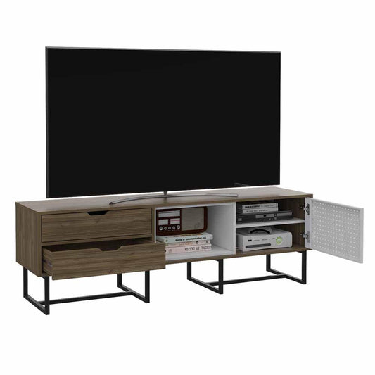 Mesa Para Tv Seblish Castaño Y Blanco Para Televisor De Hasta 70 Pulgadas