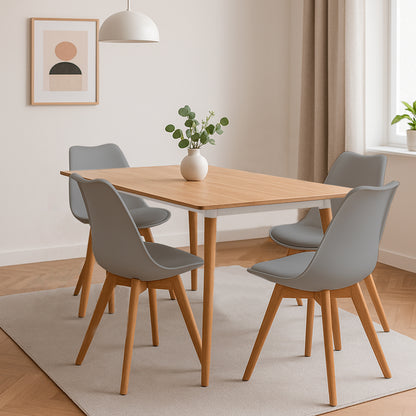 Juego de Comedor Madera Robledo con 4 Sillas Milano gris