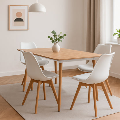 Juego de Comedor Madera Robledo con 4 Sillas Milano blanca