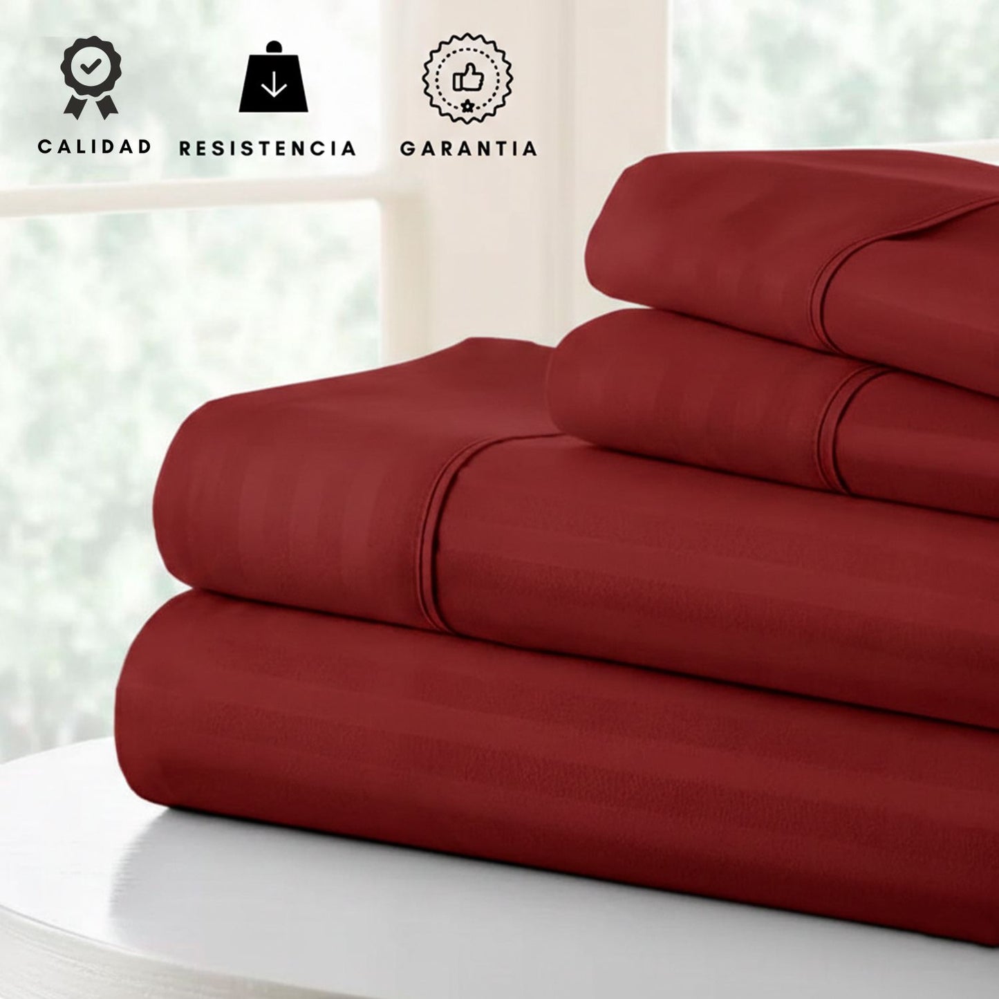 Sabanas Hoteleras Luxury 300 Hilos Semi-Doble 120 x 190 Rojo
