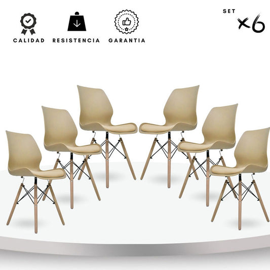 Set x6 Silla Emile Beige