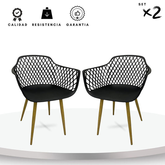 Set x2 Silla Trina Negro