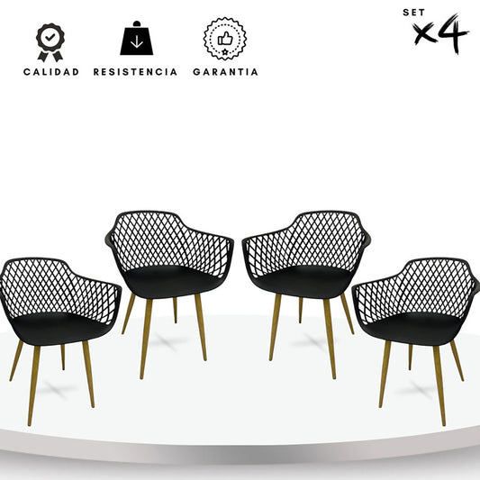 Set x4 Silla Trina Negro