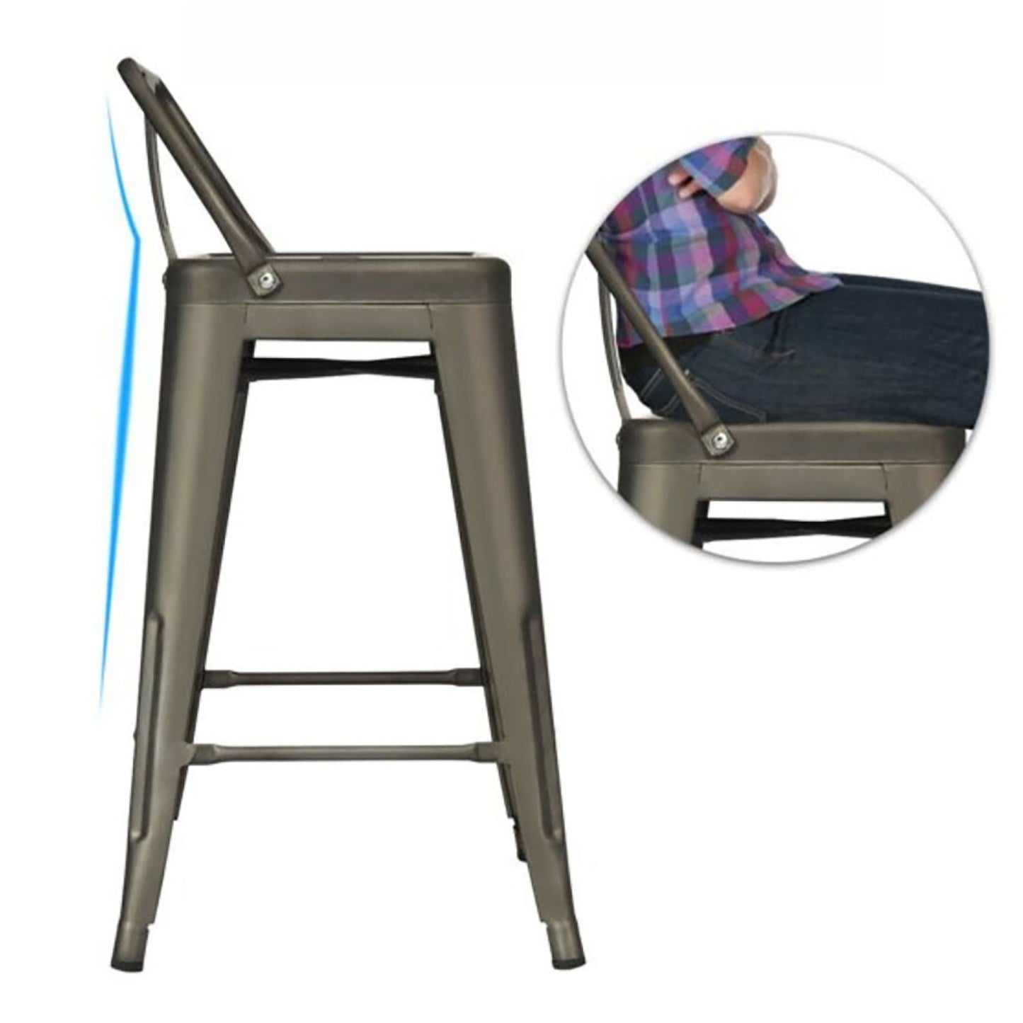 Silla de Barra True Espalda Metalica Envejecida