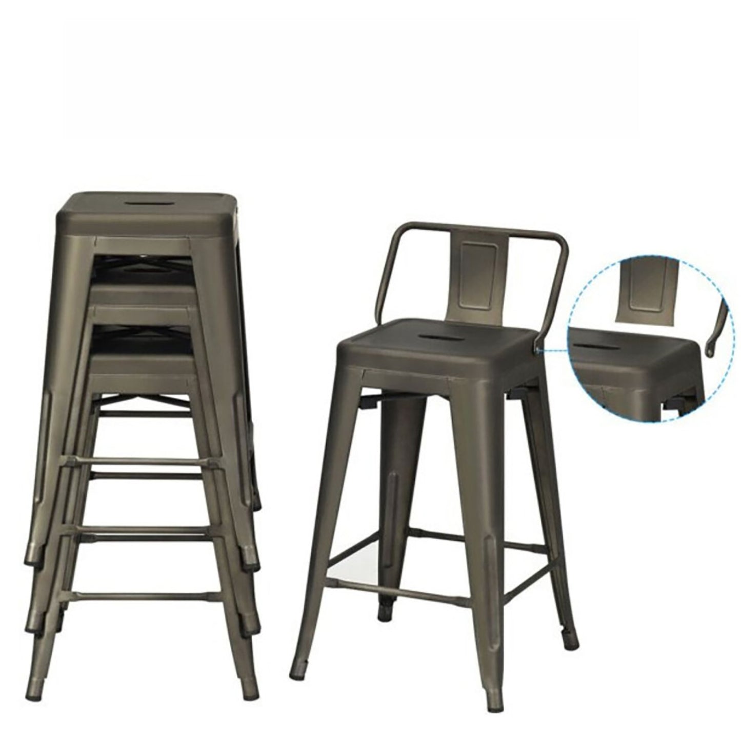 Silla de Barra True Espalda Metalica Envejecida