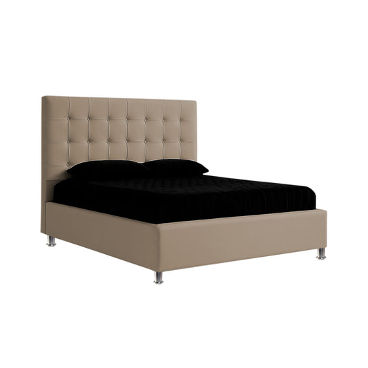 Base Cama con Espaldar + Colchon Sencillo Ilusion  taupe