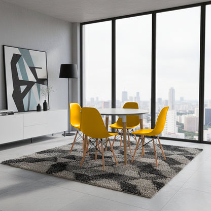 Juego de Comedor White redondo con 4 Sillas Eames amarillo