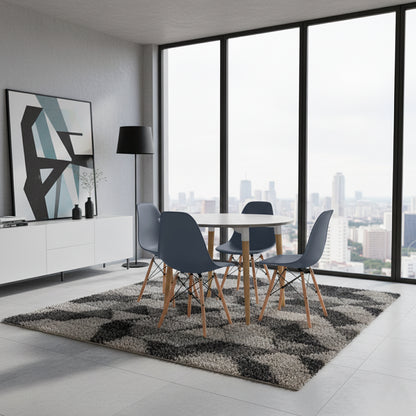 Juego de Comedor White redondo con 4 Sillas Eames gris