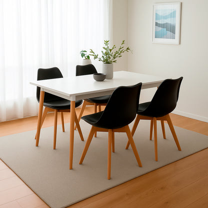 Juego de Comedor White con 4 Sillas Milano negra