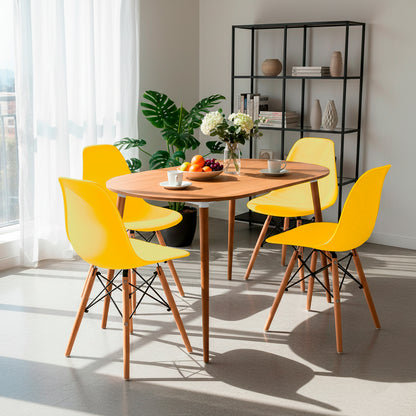 Juego de Comedor Ovalado Zell con 4 Sillas Eames amarillas