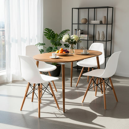 Juego de Comedor Ovalado Zell con 4 Sillas Eames blancas