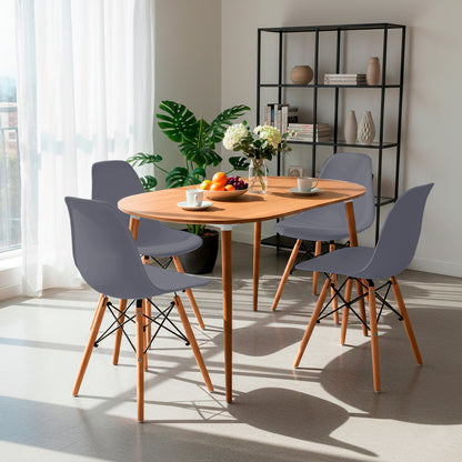 Juego de Comedor Ovalado Zell con 4 Sillas Eames grises