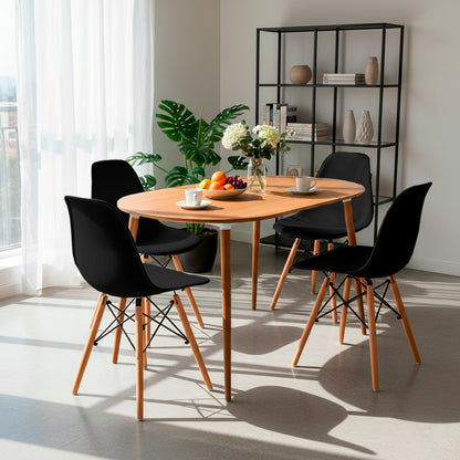 Juego de Comedor Ovalado Zell con 4 Sillas Eames negras